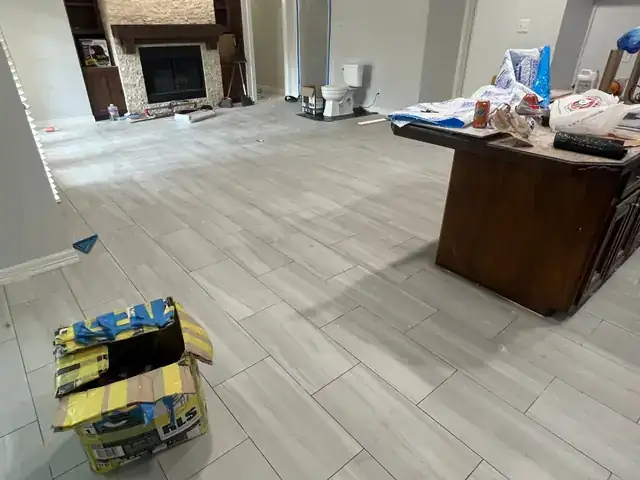 Flooring installation in progress